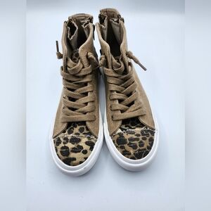 Gypsy Jazz High Top Canvas Army Green & Leopard Print New w/o Box shoes Sz 7